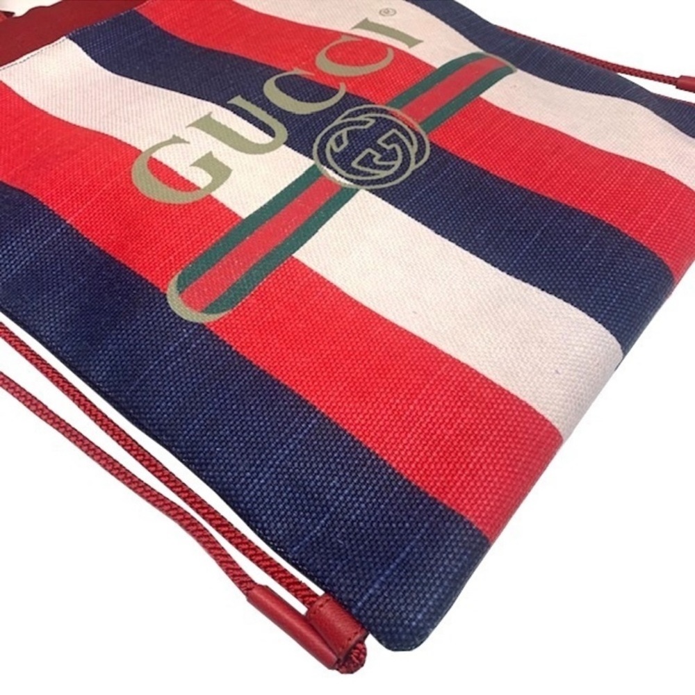 Authentic Gucci Drawstring Multicolour Canvas Bac… - image 3